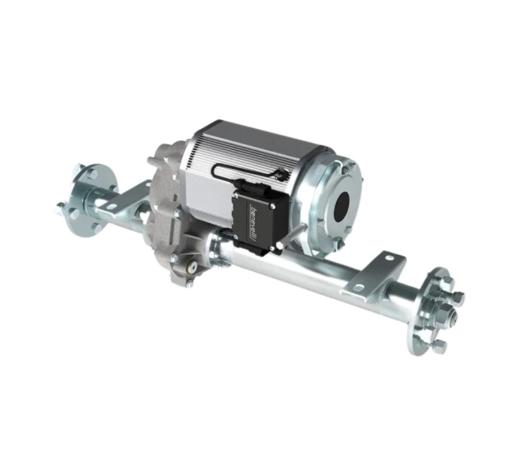 This is an image of the TX1 PLUS Wheel Hub version electric trans-axle manufactured by e-comer