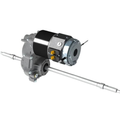 This is an image of the TX1 SERIES floating version electric trans-axle manufactured by e-comer