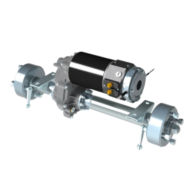 This is an image of the TX1 SERIES Drum brake version electric trans-axle manufactured by e-comer